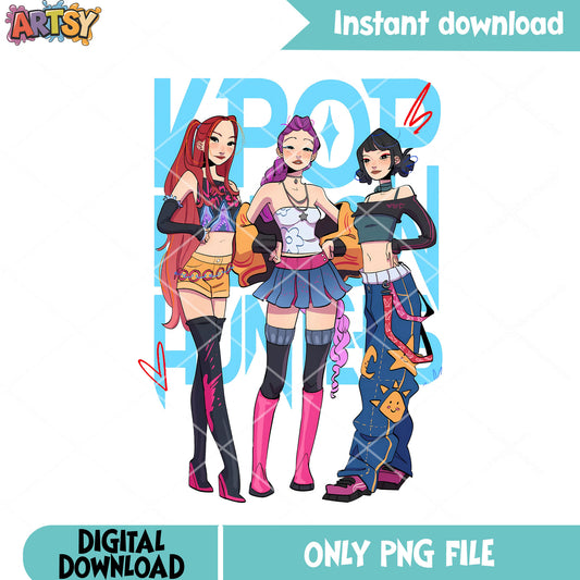 Kpop hunter huntrix team png, kpop demon hunters png, kpop movie png