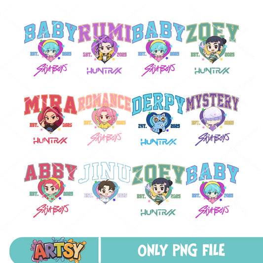 Kpop hunters est png bundle, cute kpop chibi​ png, kpop hunters png