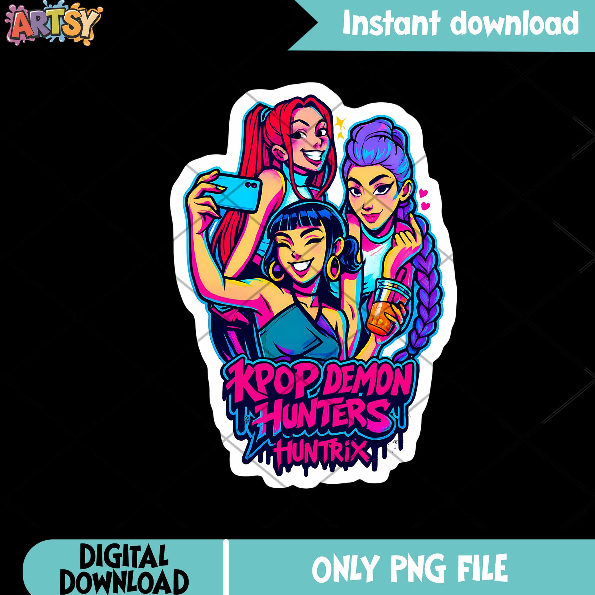 Kpop hunters huntrix png, demon hunters kpop​ png, huntrix movie​ png