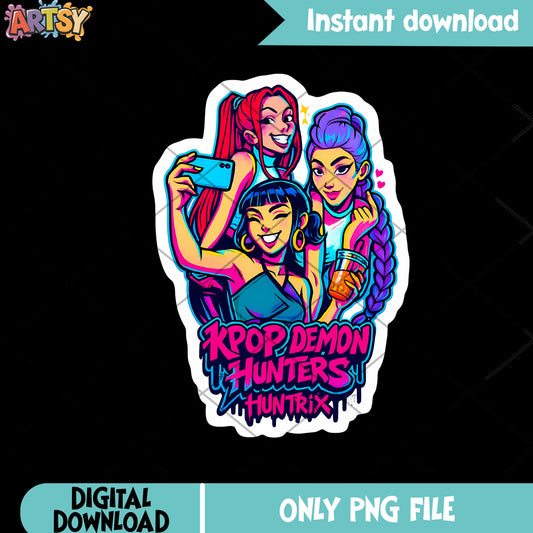 Kpop hunters huntrix png, demon hunters kpop​ png, huntrix movie​ png