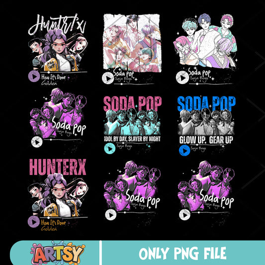 Kpop hunters song png bundle, saja boys band png, kpop hunters png