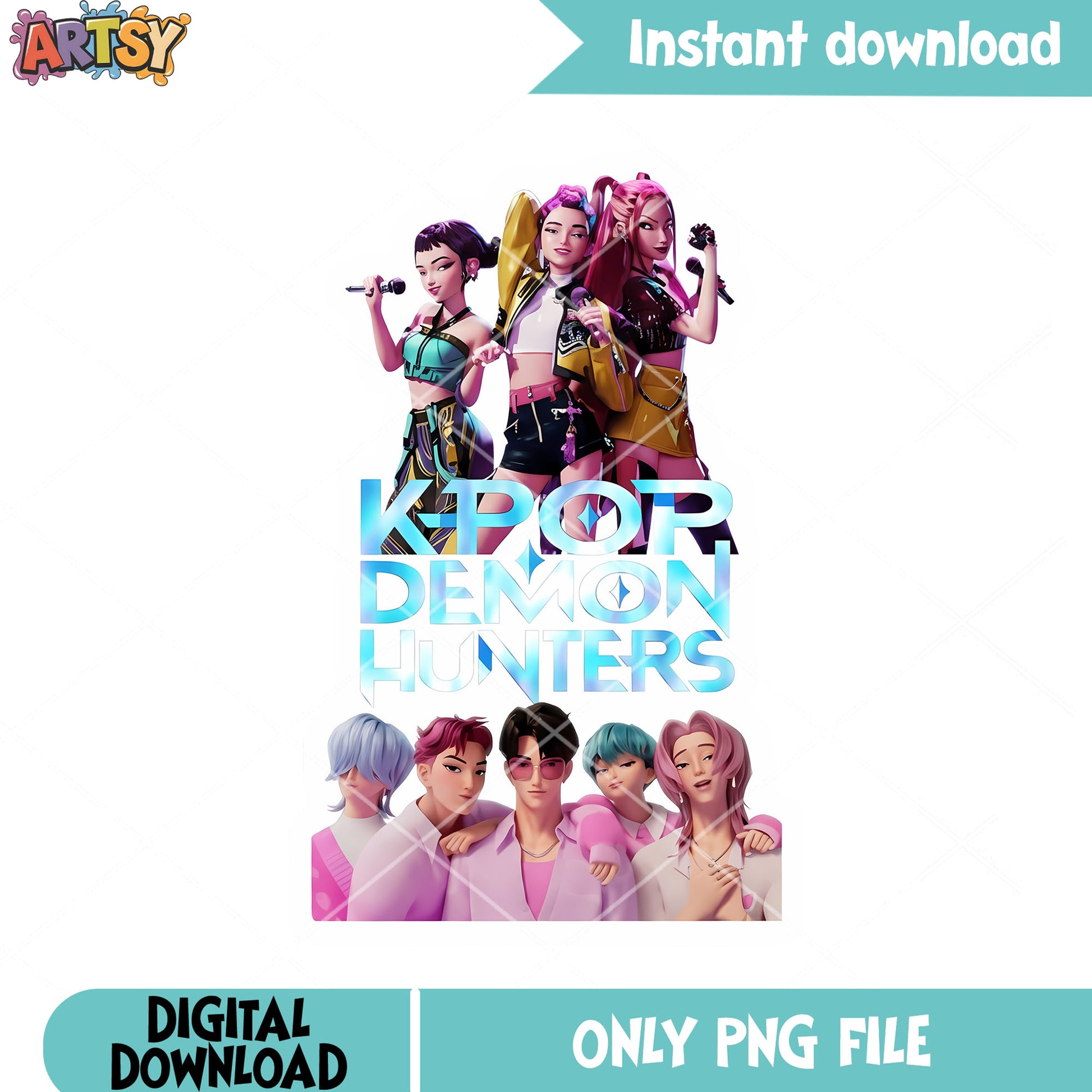 Kpop huntrix saja png, 3d cartoon kpop png, posster 3d cartoon png