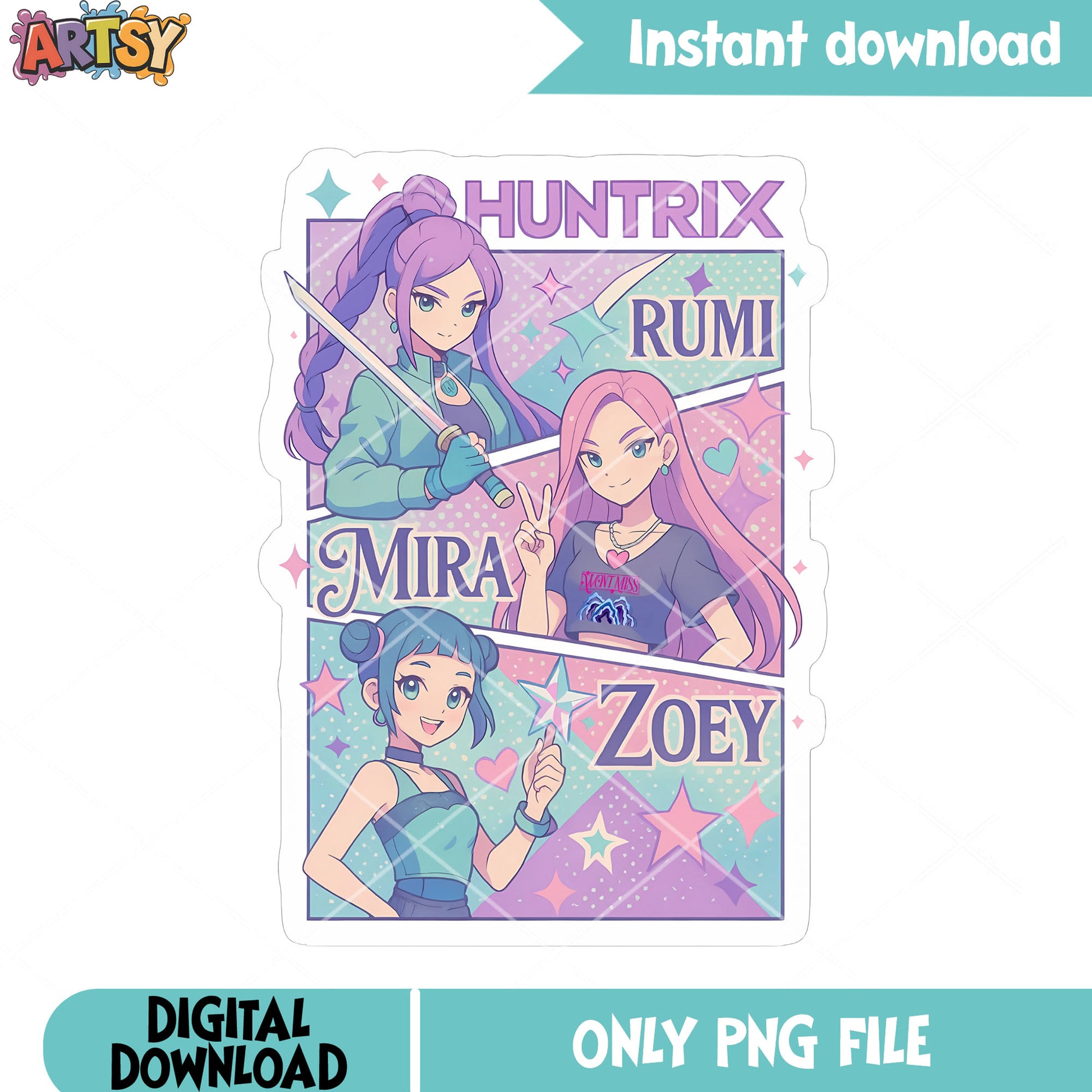 Kpop poster demon hunter png, mira huntrix png, kpop anime​ png