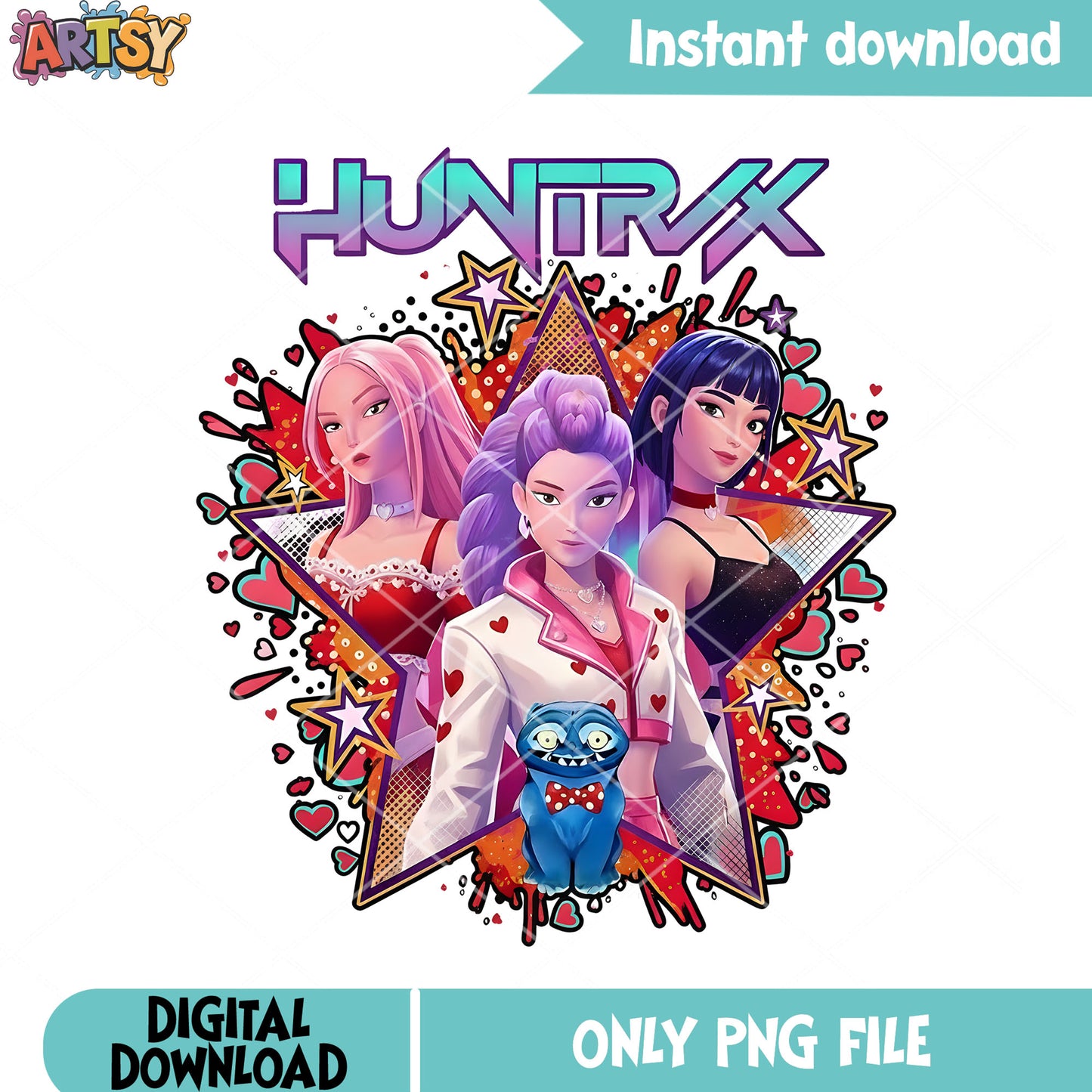 Kpop star huntrix png, valentines vibes png, derpy tiger png