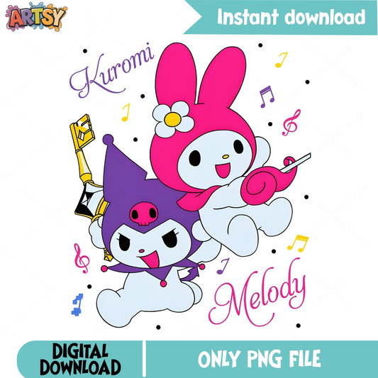 Kuromi And My Melody PNG, Sanrio Characters PNG, Kawaii PNG