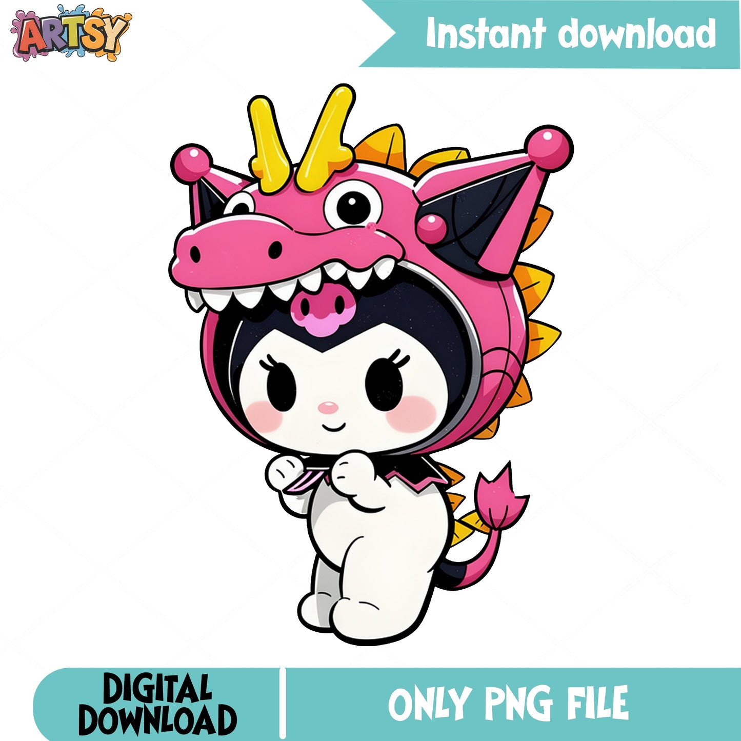 Kuromi Dragon Costume PNG, Sanrio Clipart, Cute Kawaii PNG