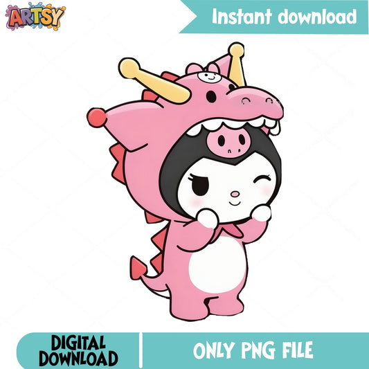 Kuromi Dragon Costume PNG, Sanrio Kuromi PNG, Cute Kawaii PNG
