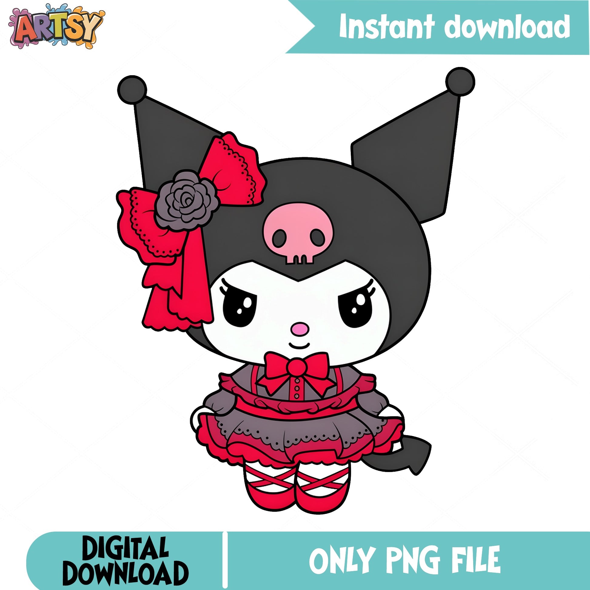 Kuromi Gothic Lolita PNG, Sanrio Kuromi PNG, Cute Kawaii PNG