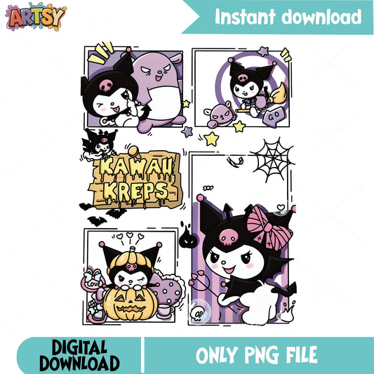 Kuromi Halloween PNG, Sanrio Halloween PNG, Kawaii Spooky PNG