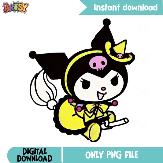 Kuromi Halloween Witch PNG, Sanrio Halloween PNG, Kuromi PNG
