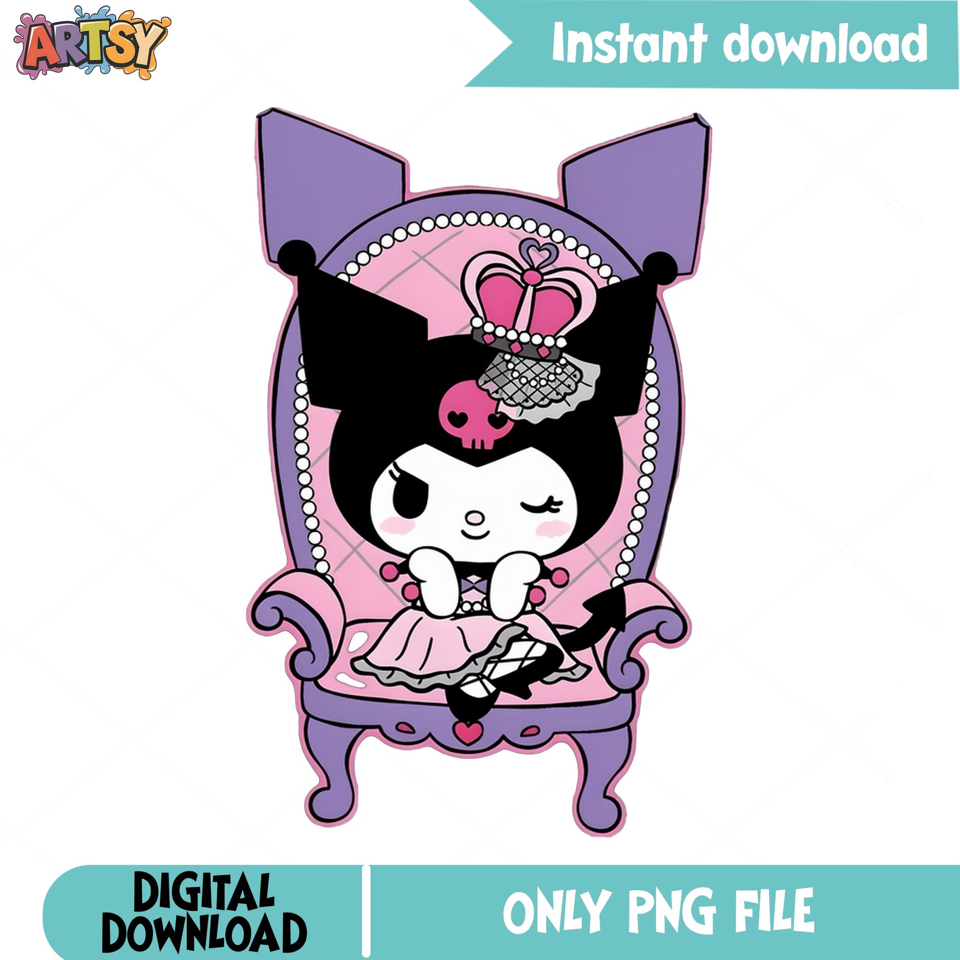 Kuromi Queen Throne PNG, Sanrio Kuromi PNG, Kuromi Clipart PNG