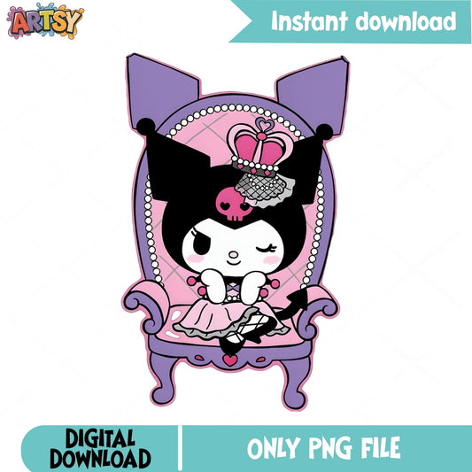 Kuromi Queen Throne PNG, Sanrio Kuromi PNG, Kuromi Clipart PNG