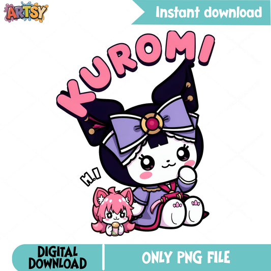 Kuromi Sanrio Cute PNG, Kuromi With Baku PNG, Sanrio PNG