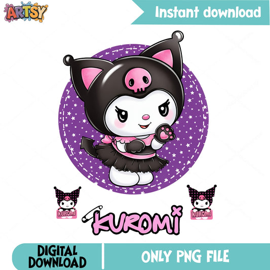 Kuromi Sanrio PNG Bundle, Cute Kuromi Clipart, Kuromi PNG