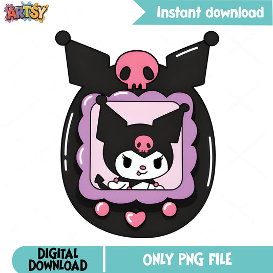 Kuromi Tamagotchi PNG, Sanrio Kuromi PNG, Cute Gothic PNG