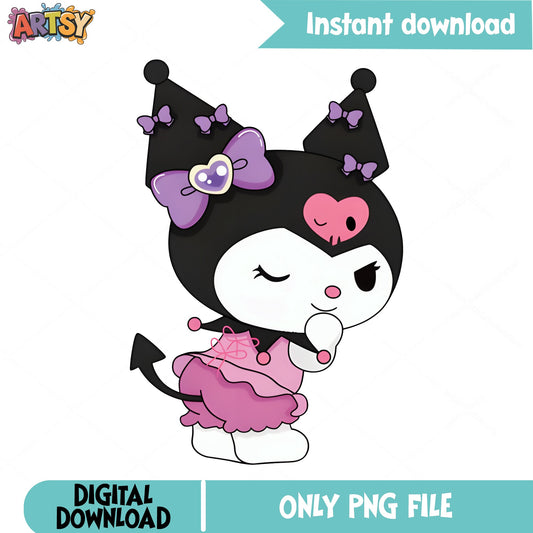 Kuromi Valentine PNG, Sanrio Kuromi PNG, Cute Kuromi Clipart PNG