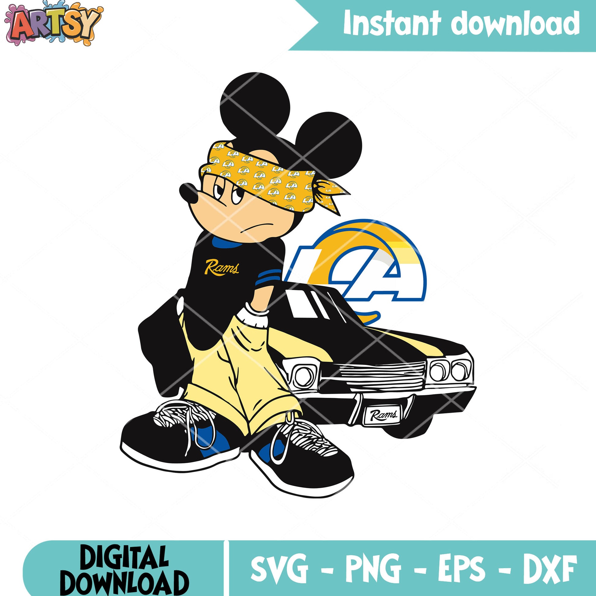 LA gangster football teams svg, Los angeles rams svg, micket mouse svg