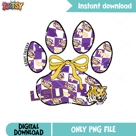 LSU Tigers Paw design png, lsu tiger png, ncaa lsu tiger png