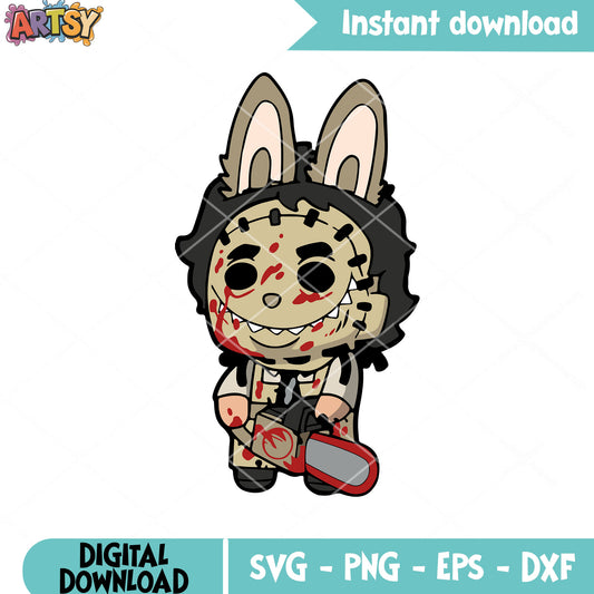 Labubu Leatherface svg, Leatherface svg, labubu halloween svg
