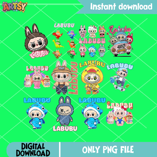 Labubu clothers png bundle, labubu popmart png, labubu near me png