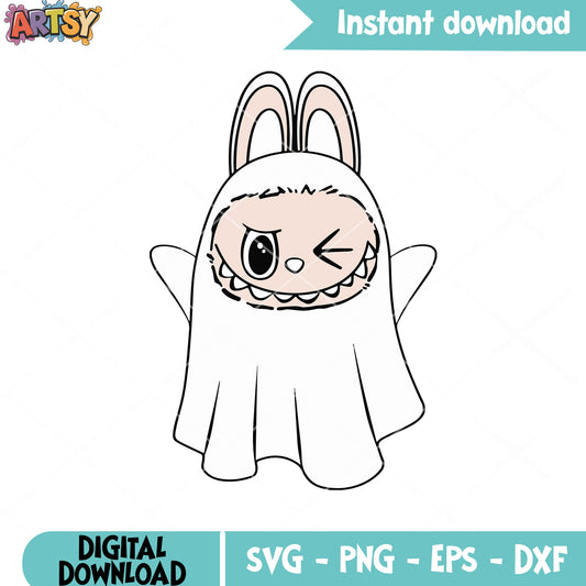 Labubu cute ghost svg, horror labubu svg, labubu ghost svg