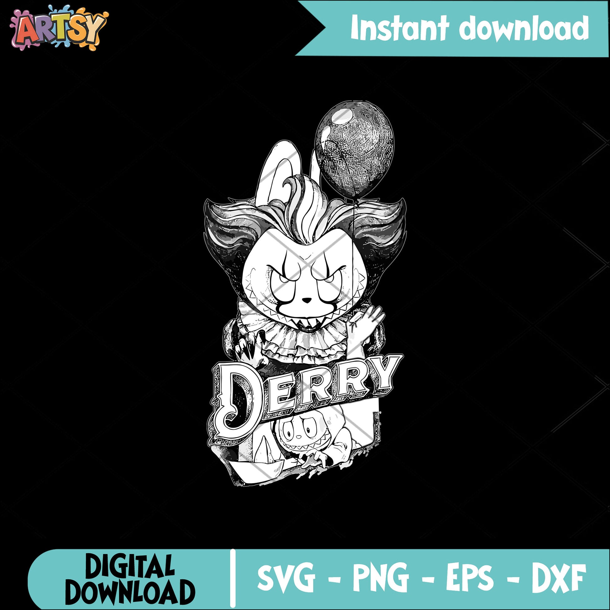 Labubu derry pennywise svg, labubu costume svg, labubu pennywise svg