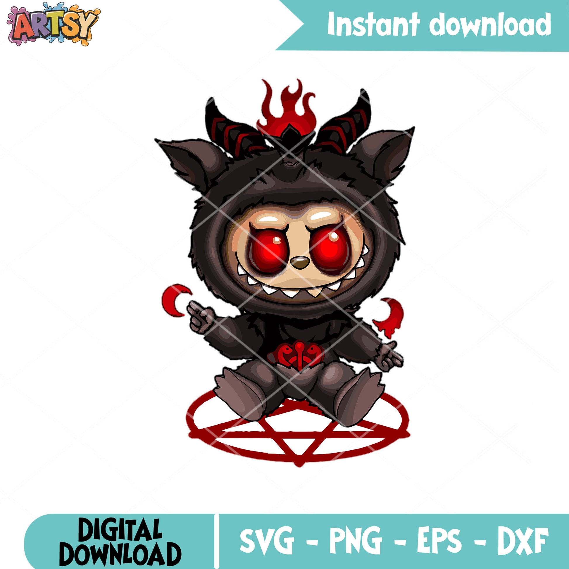 Labubu devil horror svg, labubu halloween svg, horror labubu svg