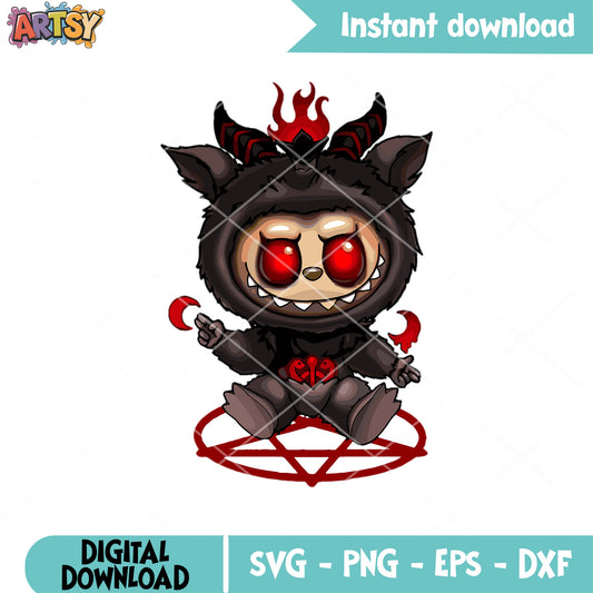 Labubu devil horror svg, labubu halloween svg, horror labubu svg