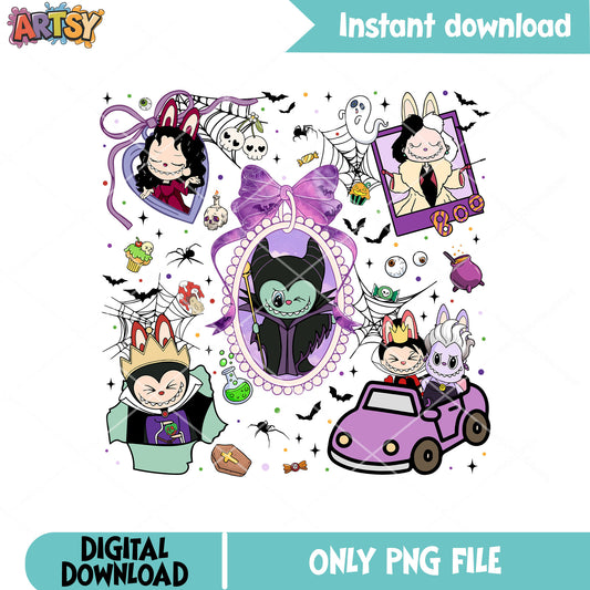 Labubu disney villain png, labubu halloween png, disney villain png