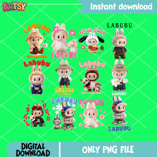 Labubu dolls 3d png bundle, labubu popmart png, labubu near me png