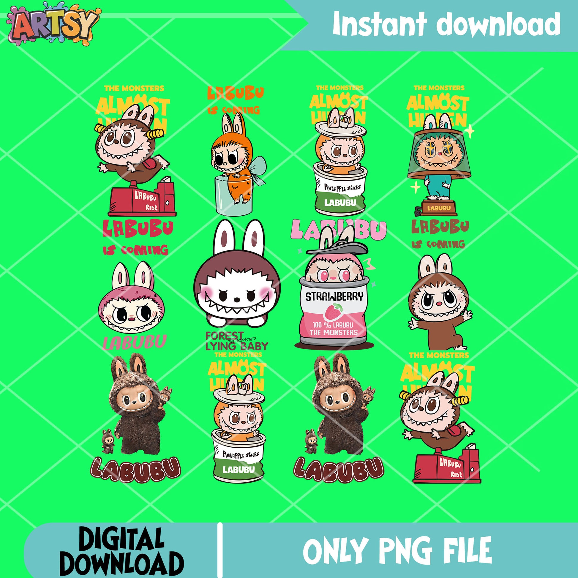 Labubu funny png bundle, labubu cute png, labubu quote png