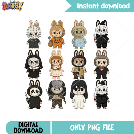 Labubu halloween skin png bundle, labubu halloween​ png, labubu clothers png