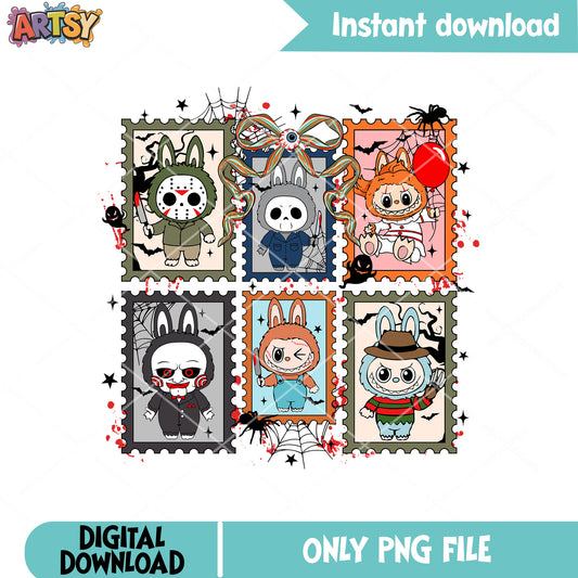 Labubu horror bow tie png, labubu pop mart png, horror movies png