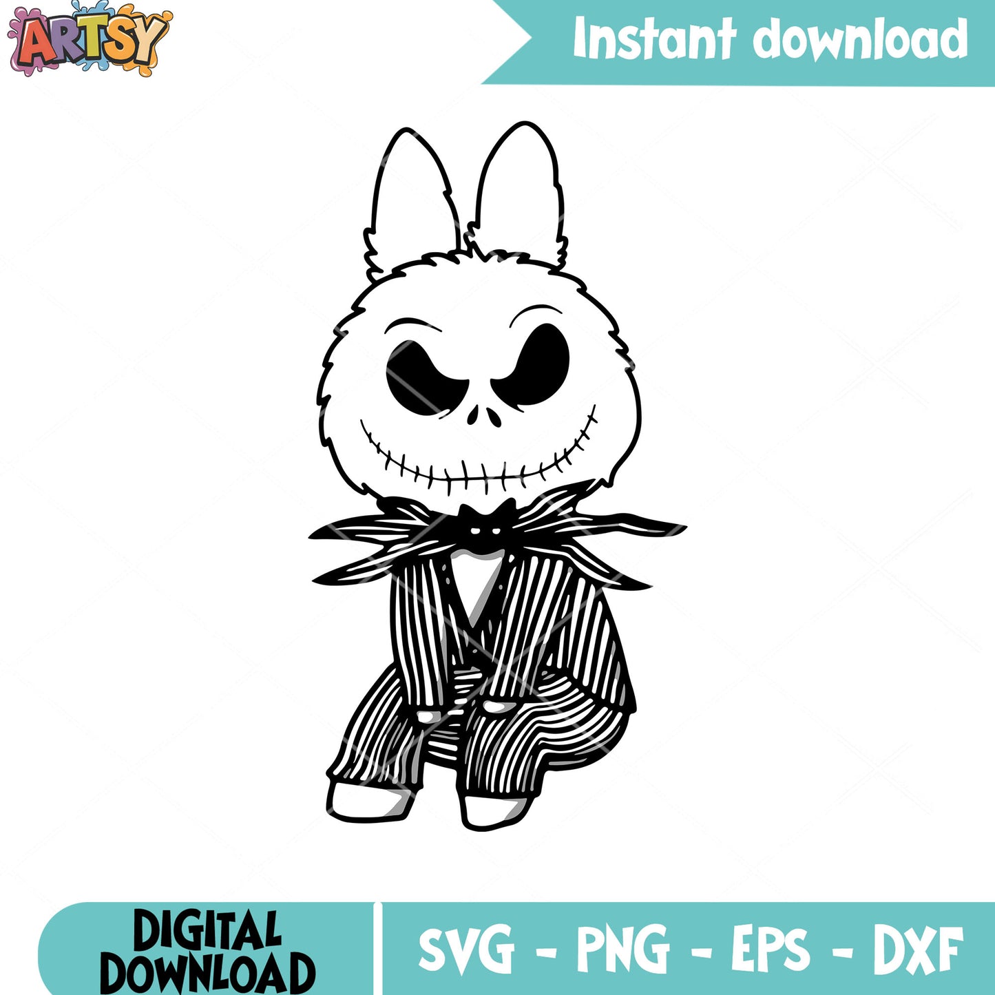 Labubu jack cosplay svg, jack skellington​​ svg, labubu costume svg