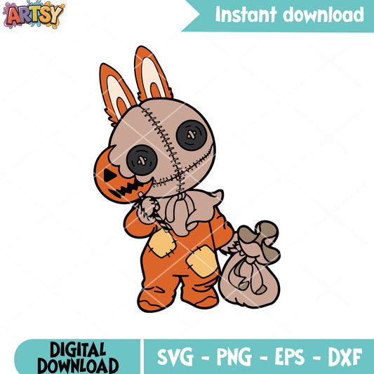 Labubu pumpkin man svg, labubu halloween​​ svg, labubu costume svg