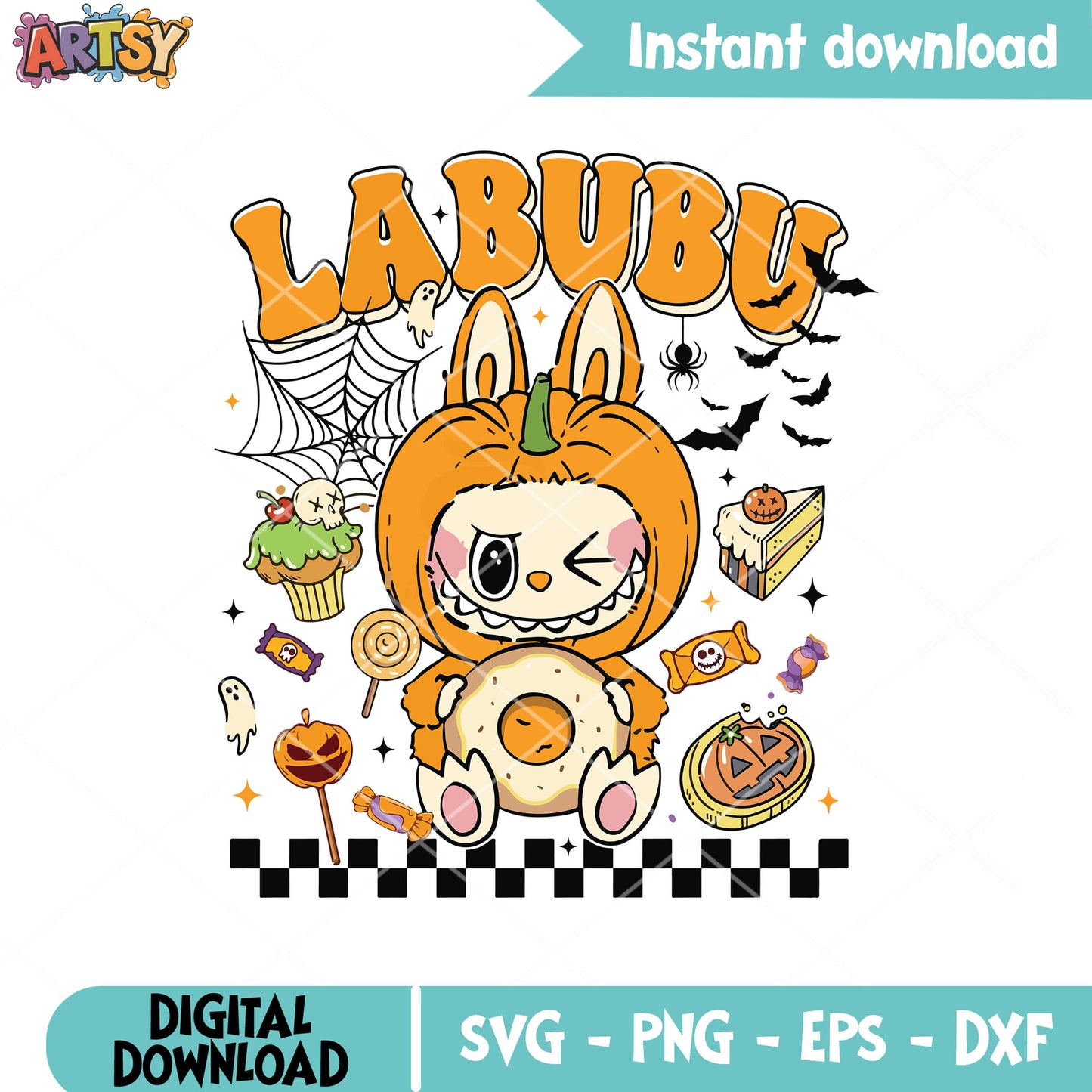 Labubu pumpkin vibes svg, labubu pumpkin svg, halloween labubu svg