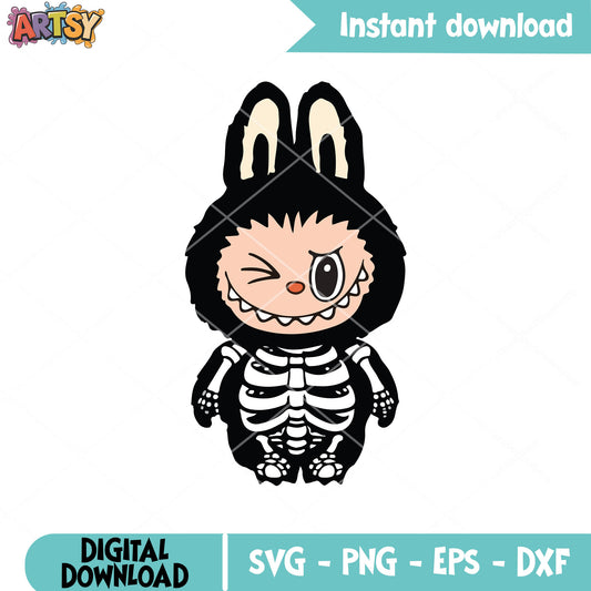Labubu skeleton costume file svg, labubu halloween costume​ svg