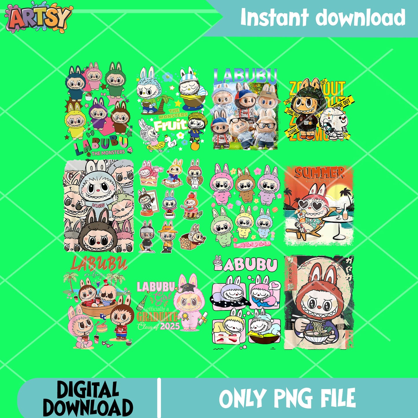 Labubu the monster png bundle, labubu monster png, labubu vibes png