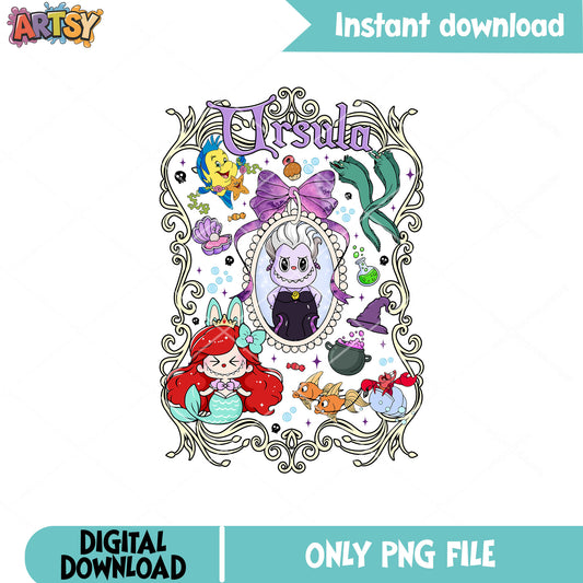 Labubu ursula disney mirror png, disney ursula png, labubu costume png