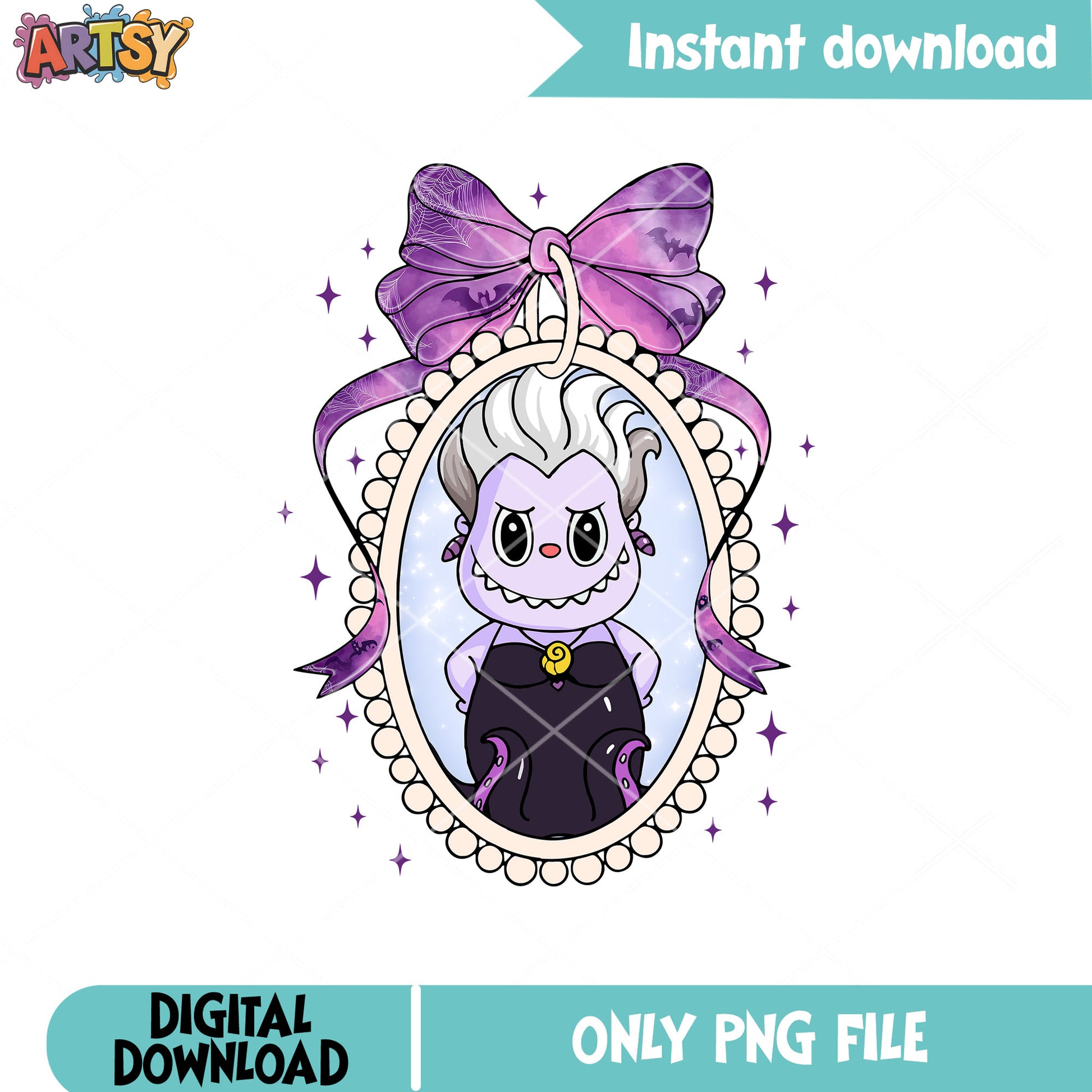 Labubu ursula mirror png, disney ursula png, labubu costume png