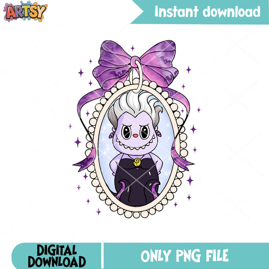 Labubu ursula mirror png, disney ursula png, labubu costume png