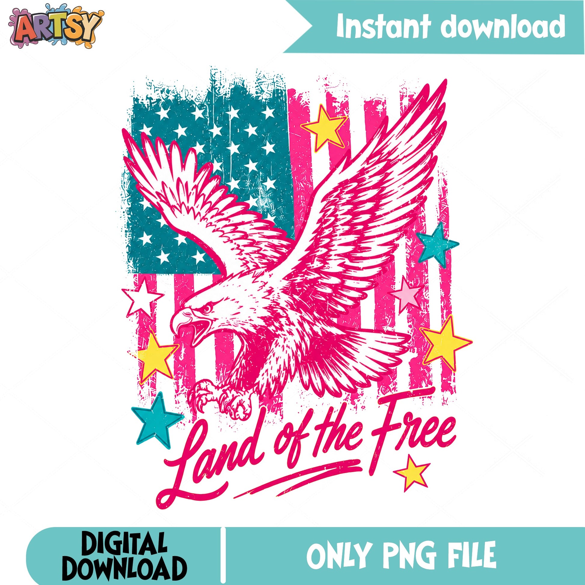 Land Of The Free Eagle PNG, American Flag PNG, 4th Of July PNG