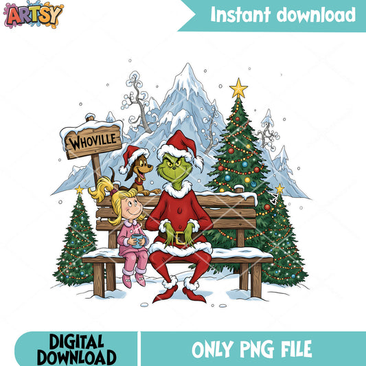 Landsape whovile png, the grinch png, christmas tree png