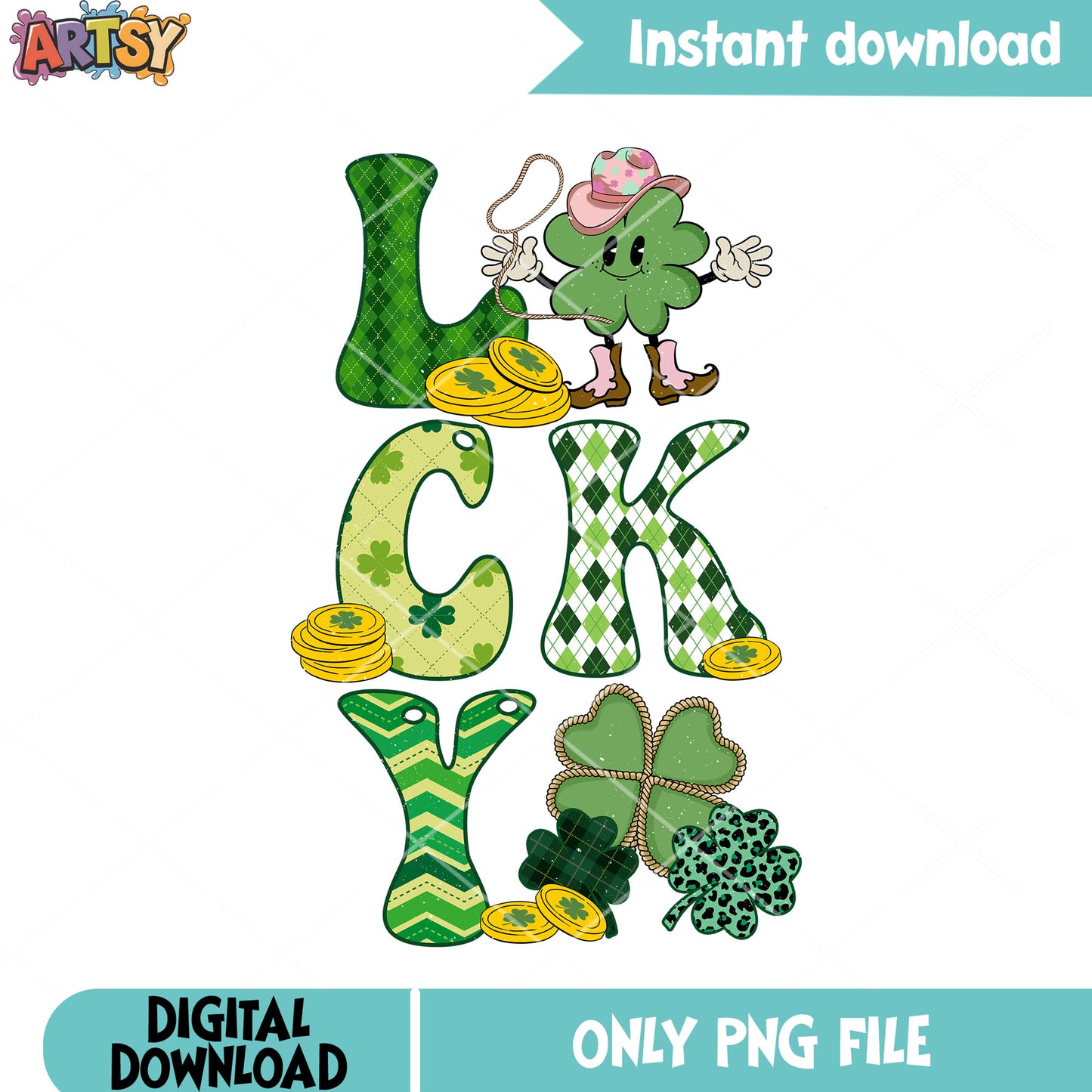 Leaf lucky poster png, patricks poster png, lucky patricks png