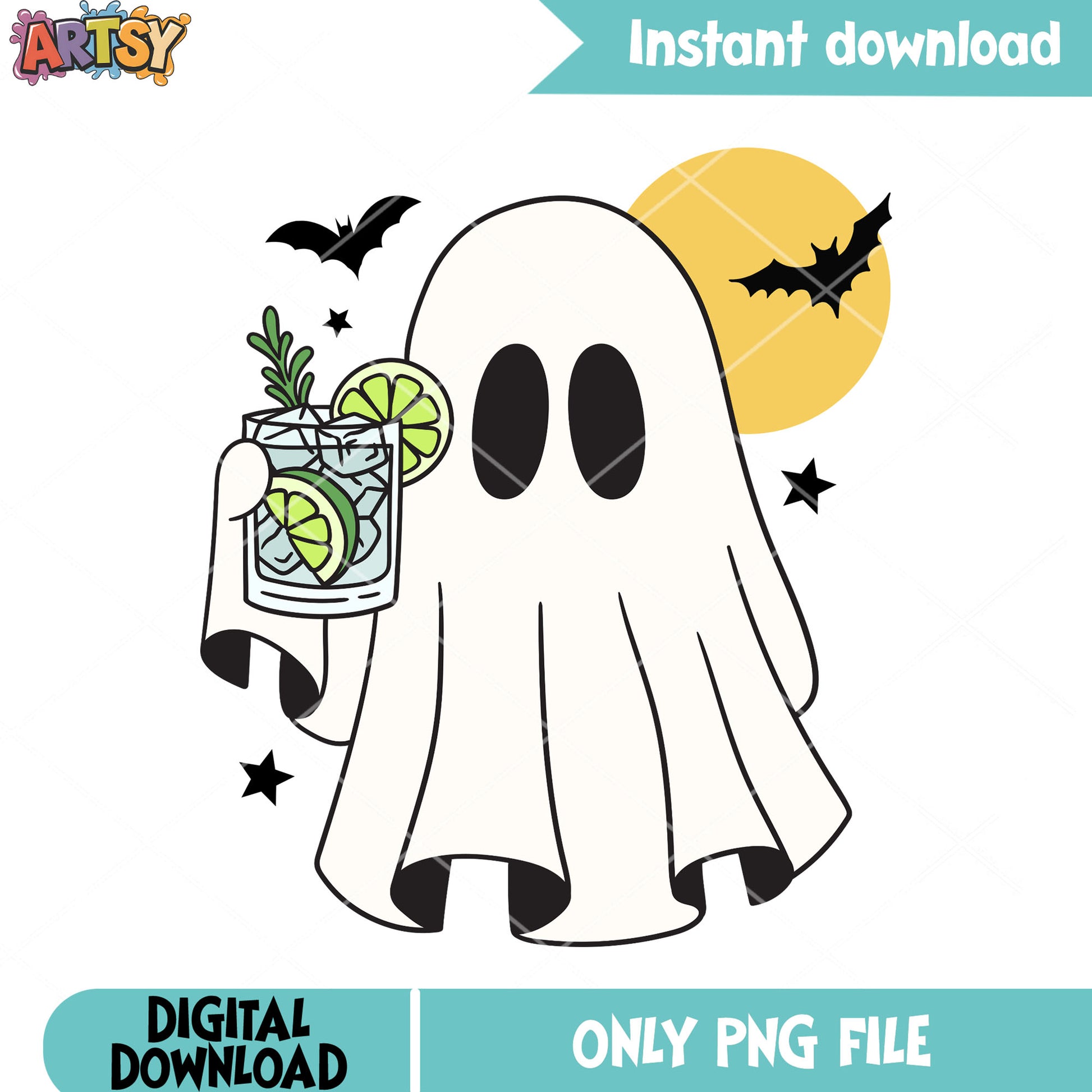 Lemon drink for night png, ghost costume png, halloween scary png