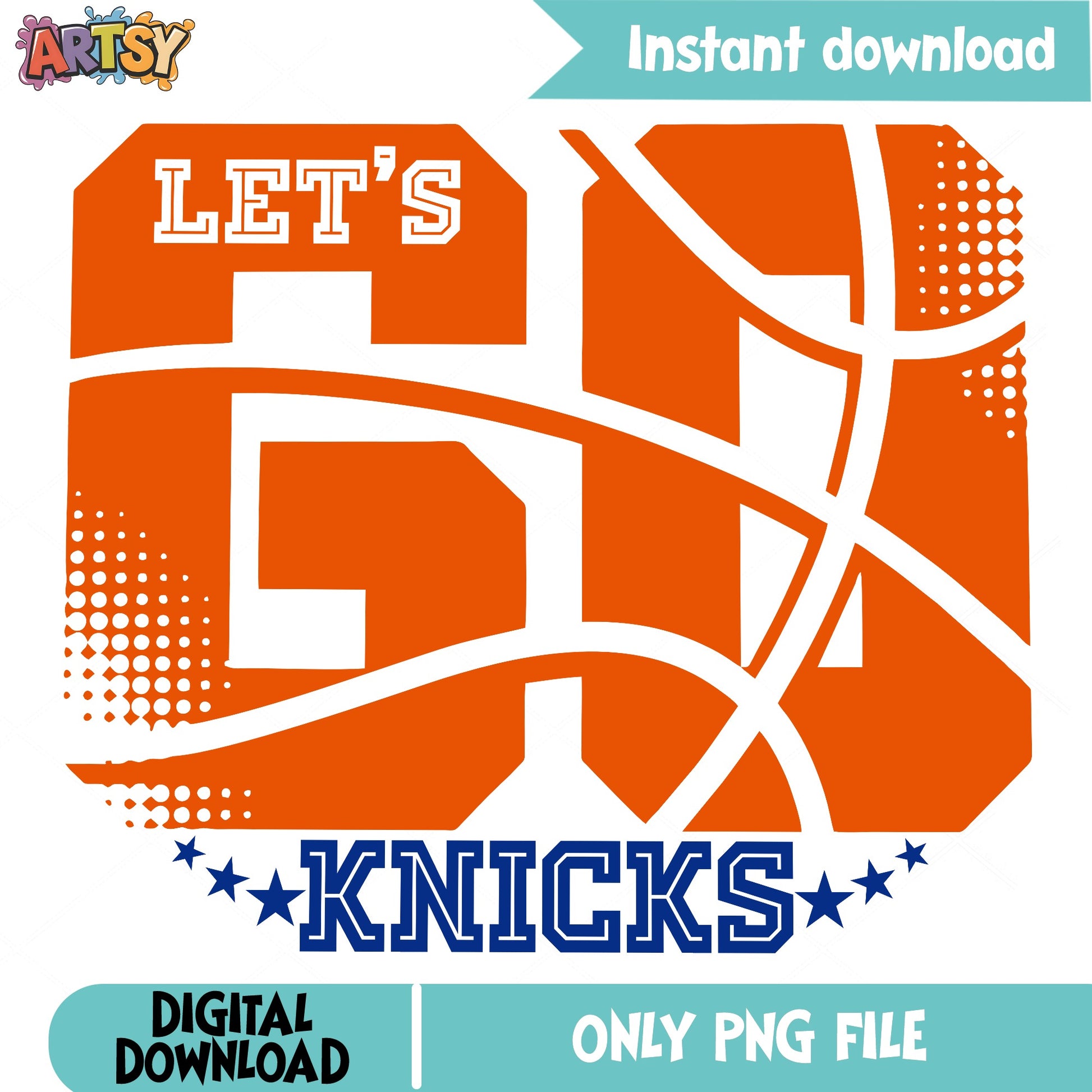 Let's Go Knicks PNG, New York Basketball PNG, NBA Fan PNG