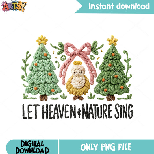 Let heaven nature sing png, merry christmas png, christmas tree png