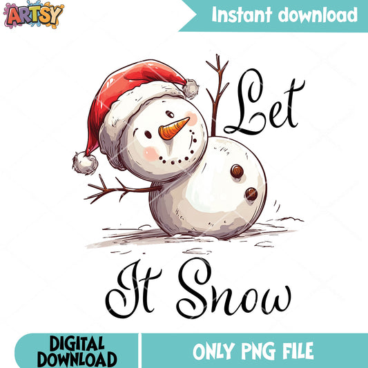 Let it snow png, merry christmas png, christmas snowman png