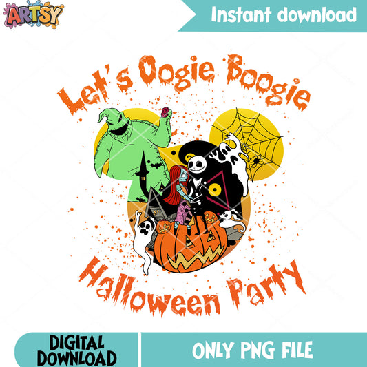 Let oogie boogie halloween party png, jack o lantern png, spider web png