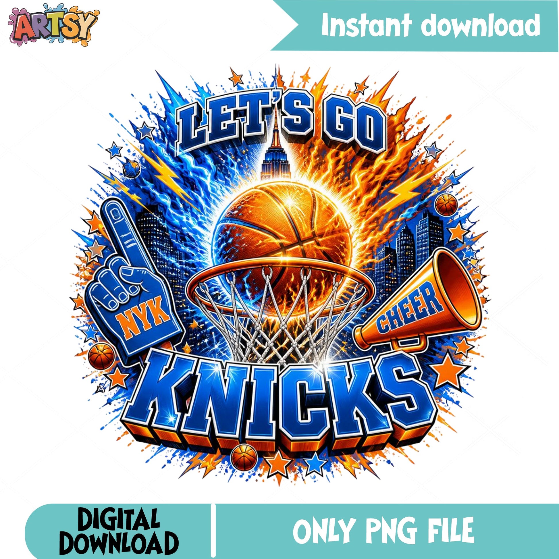 Lets Go Knicks PNG, New York Knicks Basketball, NBA Fan PNG